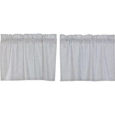 Sawyer Mill Blue Ticking Stripe Tier Curtain Set of 2 L24xW36 VHC Brands - The Fox Decor